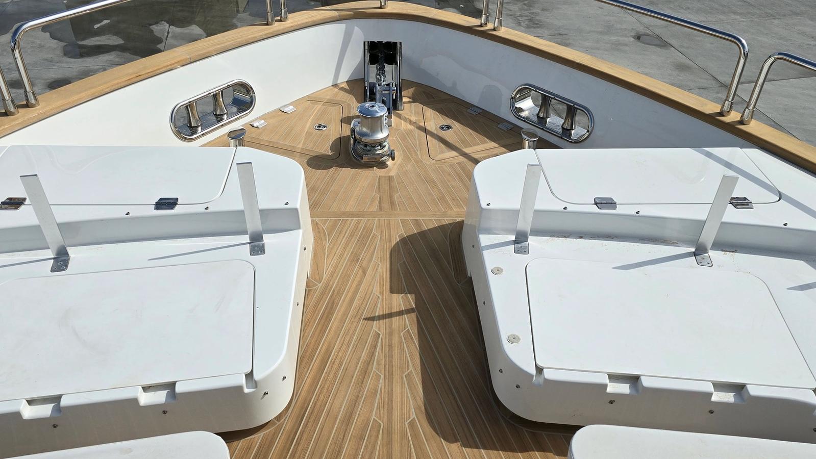 Superyacht bow teak deck marine joinery — Vertuden Turkey